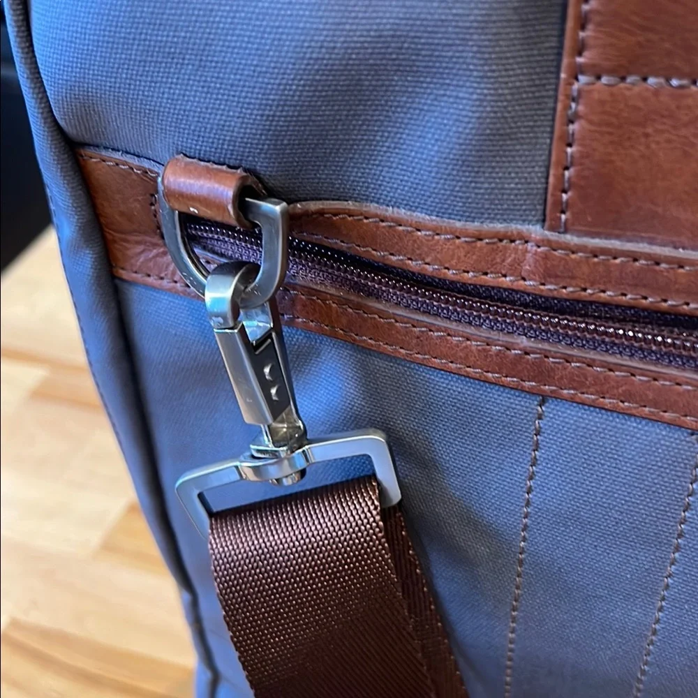 Knomo Brown and Gray Professional Briefcase with Leather Accents